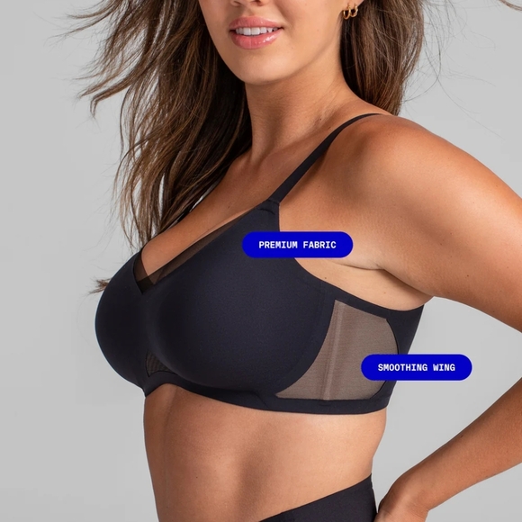 Honeylove Black V-Neck Bra with Adjustable Straps - Picture 3 of 6